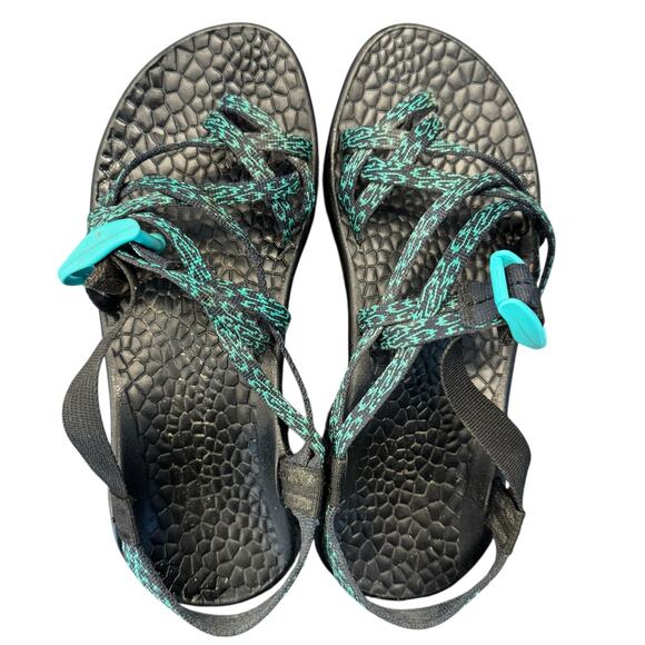Chaco Women’s Updraft X2 Sandals Size 8 Teal/Black Ecotread Adjustable Hiking - Picture 1 of 6